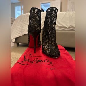 Christian Louboutin Black Lace Booties